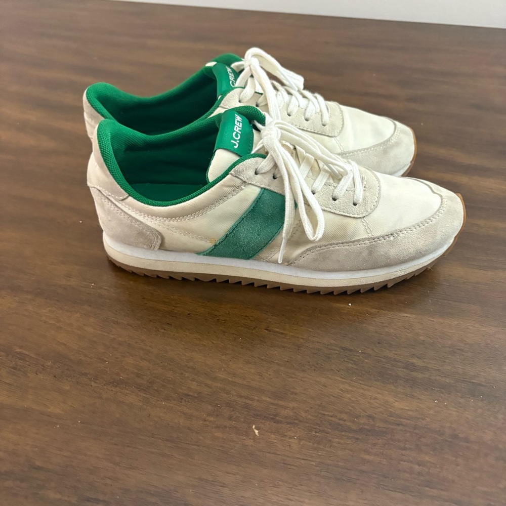 J. Crew Cream Green Athletic Shoes Womens Sz 6 classic retro preppy school fall